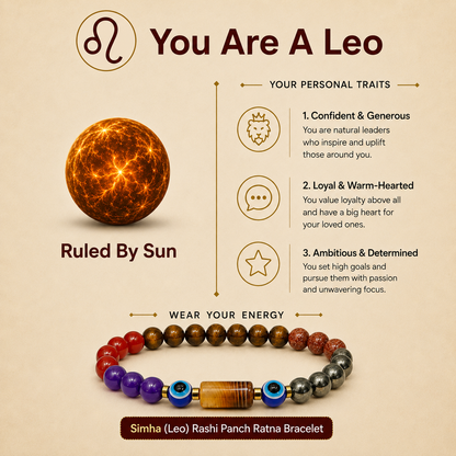 Simha (Leo) Rashi Panch Ratna Bracelet