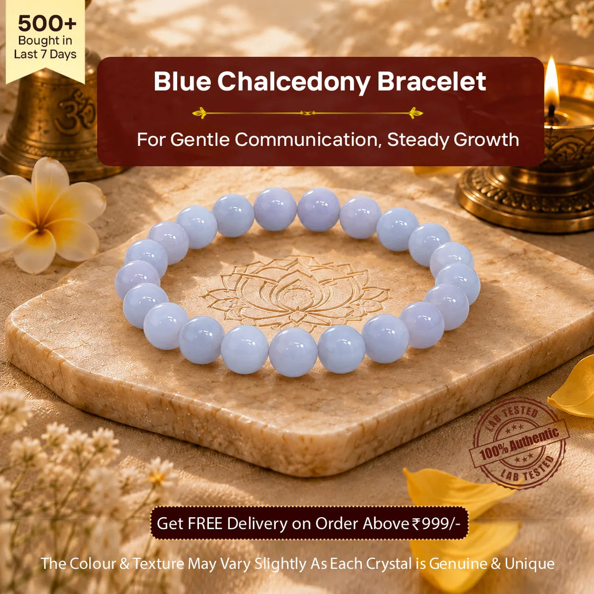 Blue Chalcedony Bracelet for Calm & Gentle Communication