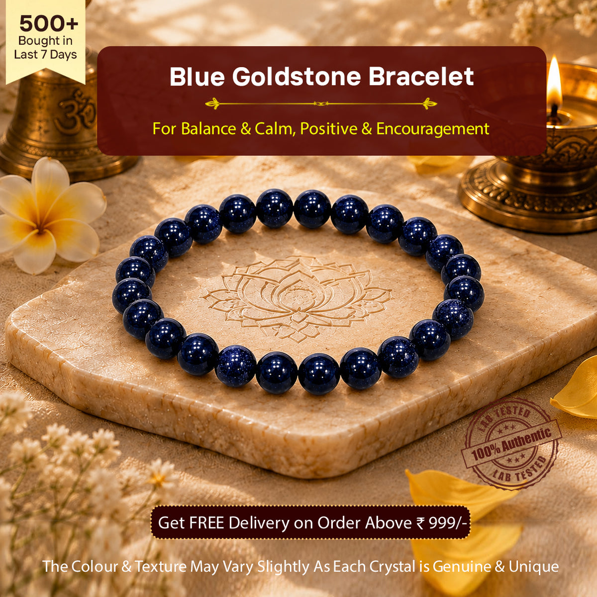 Blue Goldstone Bracelet for Ambition & Positivity