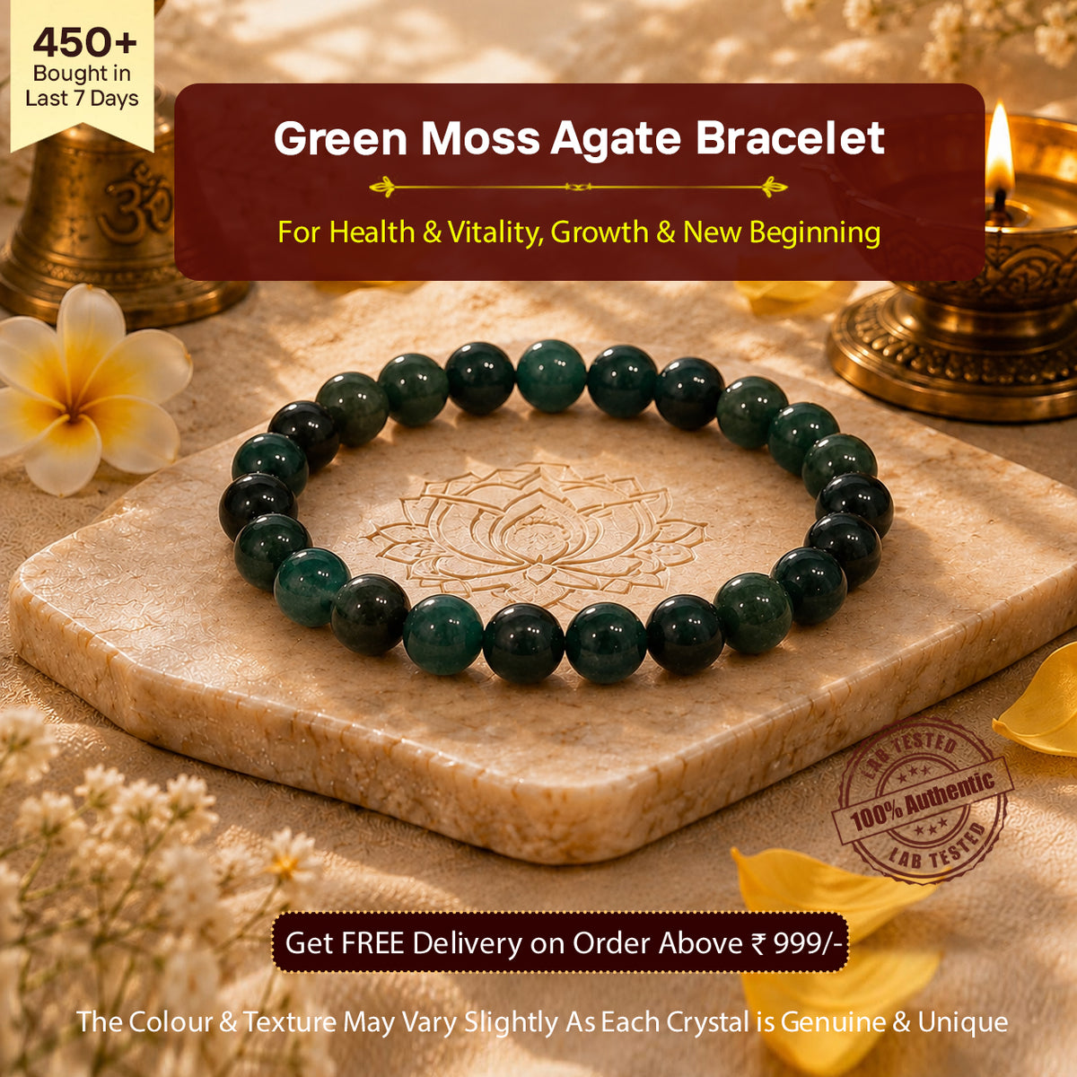 Green Moss Agate Bracelet for Growth & New Beginnings