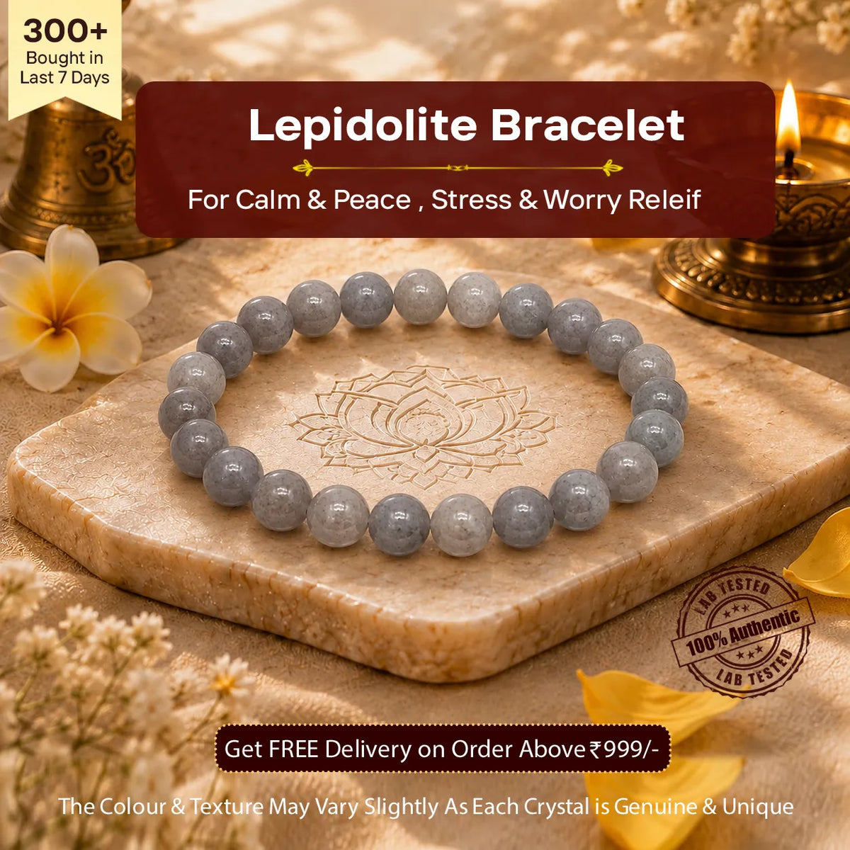 Lepidolite Bracelet for Stress & Anxiety Relief