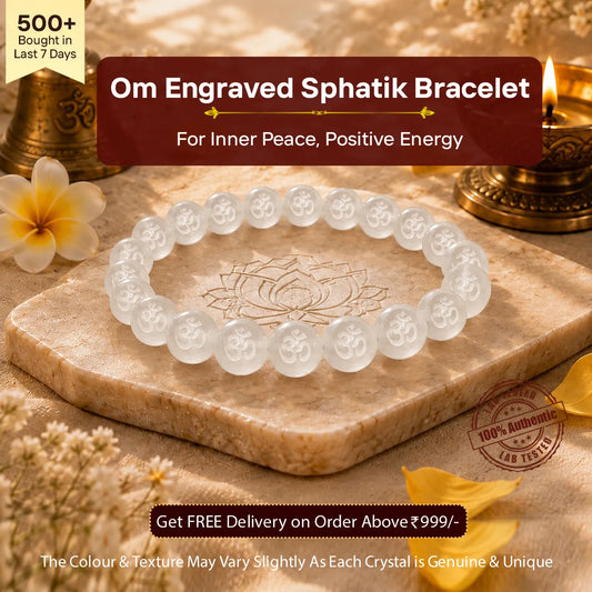 Om Engraved Sphatik Bracelet