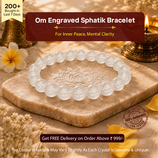 Om Engraved Sphatik Bracelet