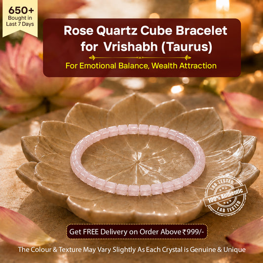 Rose Quartz Cube Bracelet for Vrishabh (Taurus)