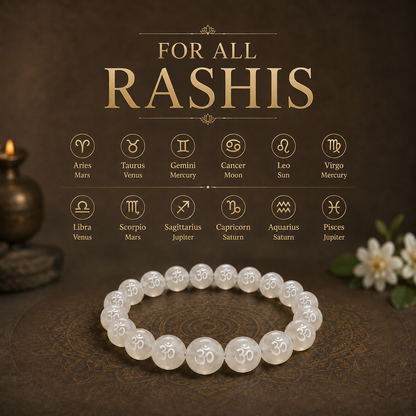 Om Engraved Sphatik Bracelet
