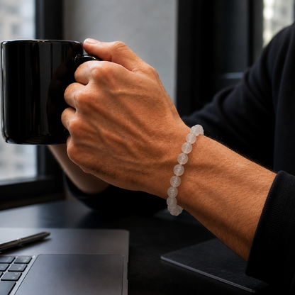 Om Engraved Sphatik Bracelet