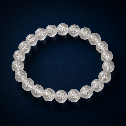 Om Engraved Sphatik Bracelet